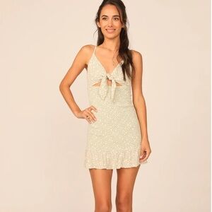 Printed Rayon Smocked Tie Front Dress